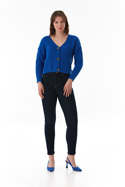 Fulla Moda Buttoned V-Neck Knitwear Cardigan