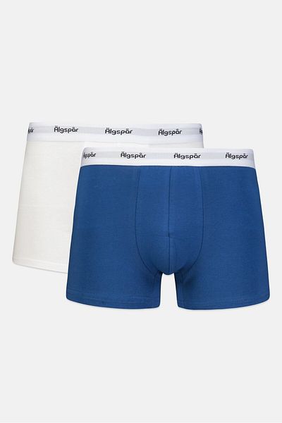 Algspar Men 2 Pcs Brand Logo Boxer Set, Blue/white