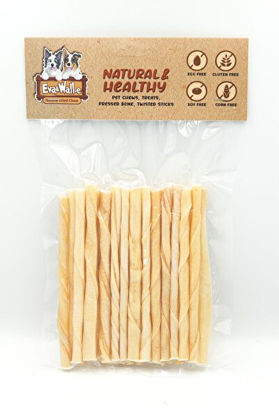 Eva & Wall-e Köpek Kemiği Beyaz Burgu Çubuk 100 gr Her Irk Ve Boydaki Köpeklerin Tüketimi Için Diş Kaşıma Kemiği