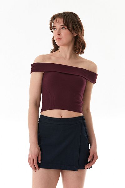 Fulla Moda Basic Madonna Collar Modal Μπλούζα