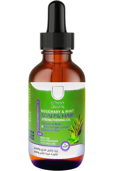 U FRESH Mint and Rosemary Hair Growth Oil - Sulfate and Paraben-Free, Nourishes and Strengthens Hair