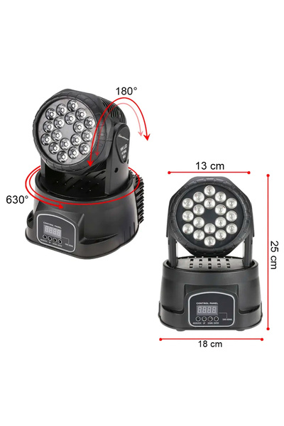 Depox LED barevný projektor, Light Maddness, světelné efekty, 70 W, 18 světelných zdrojů, černý