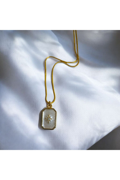 irva collection Kutup Yıldızı Plaka Kolye