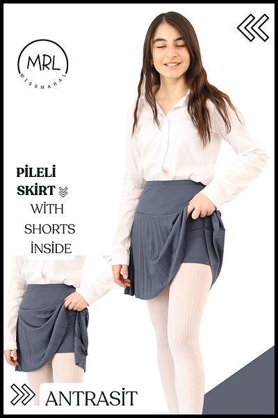 missmaral Fusta pentru fete - țesătură lycra cu talie înaltă în interior pantaloni scurți Fusta pentru școală-sport-eveniment 4103