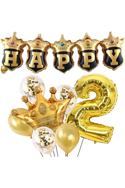 parti sürprizi مجموعة بالونات أرقام عمرها عامين مع قصاصات ذهبية مكتوبة سعيدة
