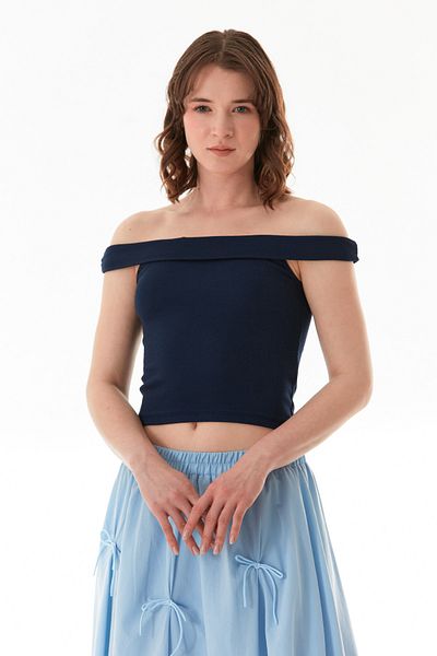Fulla Moda Basic Madonna Collar Modal Μπλούζα