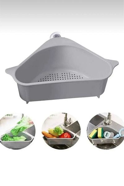 Rotanev Triangle Filter Basket in the Sink Vegetable Fruit Kitchen Strainer Tea Strainer Sink Drainer with Suction Cups