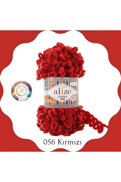 Alize Puffy Fine 56 Hand Knitting Thread Small Bowknot (Single) - 100 Gr. 14.5Mt. Finger Rope, Blanket Rope