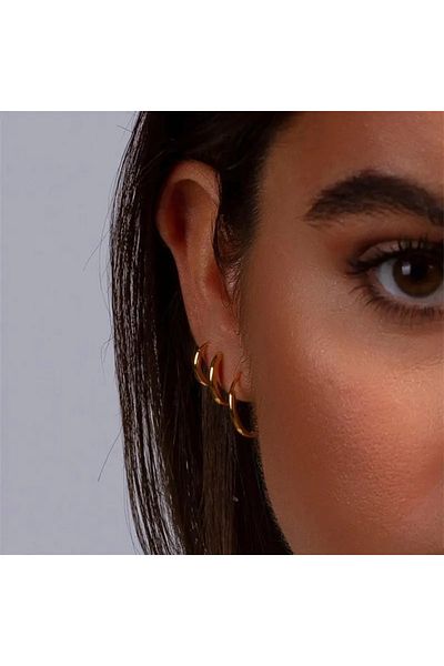 ARTEMİSİA Unisex 316 L Steel Tarnish-Free 3 Size 6-Piece Hoop Earring Set