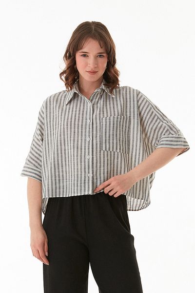 Fulla Moda Cămașă crop oversize cu dungi