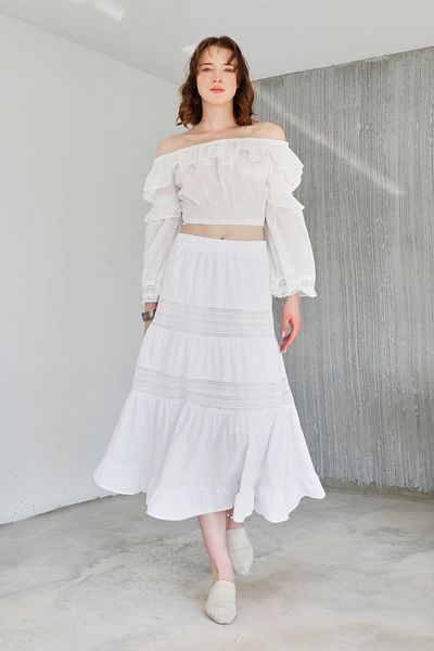 Fulla Moda Fusta cu dantela cu talie elastica
