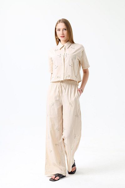 Dilek Aydın Atelier Embroidery Embroidered Bead Detailed Shirt Pantolan Suit