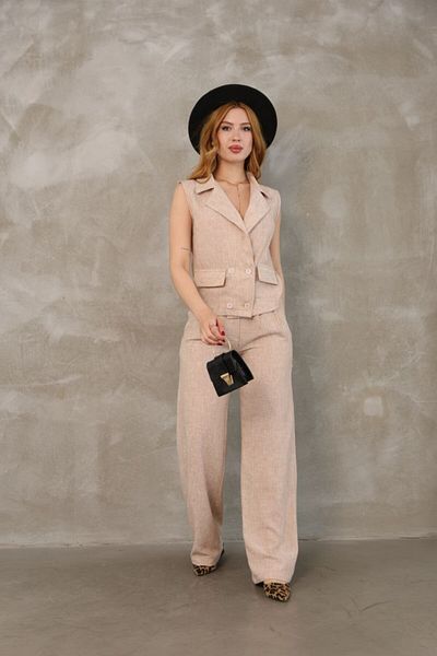 mirabella Women's New Season Linen Cotton Mango Unlined Trousers Vest Set of 2