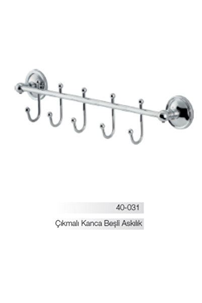 ÇELİK BANYO BELLA BEŞLİ ÇIKMALI KANCA ASKILIK (10 YIL PASLANMAZ GARANTİLİ)