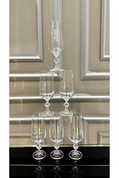 Vakıf home Bohemia Sterna 180 ml Kristal Ayaklı Sade Kahve Yanı Su Bardağı