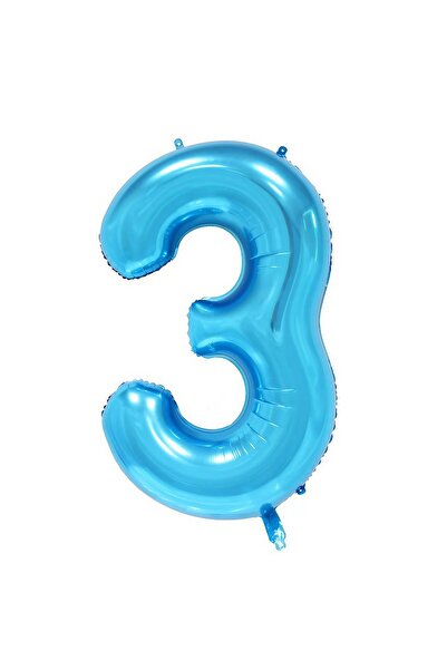 Flippy Foil Balloon, Number 3, 81 cm, For Air or Helium, Blue