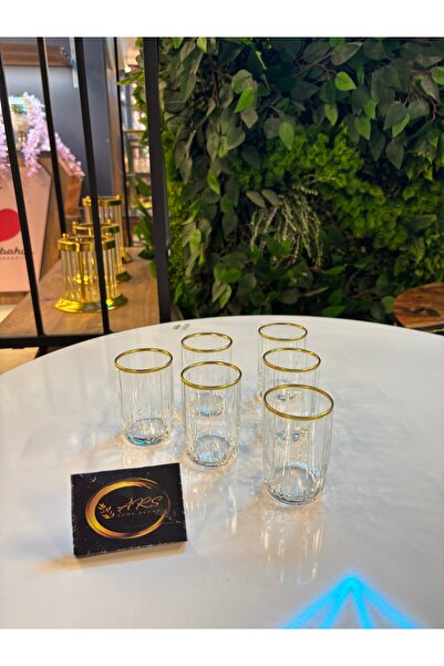 Paşabahçe ARS Paşabahçe Gold Yaldızlı Kahve Yanı Sunum Bardağı,6 Kişilik Meşrubat-Soda-Su Bardağı,Sunum Bardak