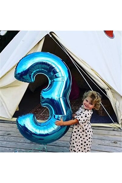 Flippy Foil Balloon, Number 3, 81 cm, For Air or Helium, Blue