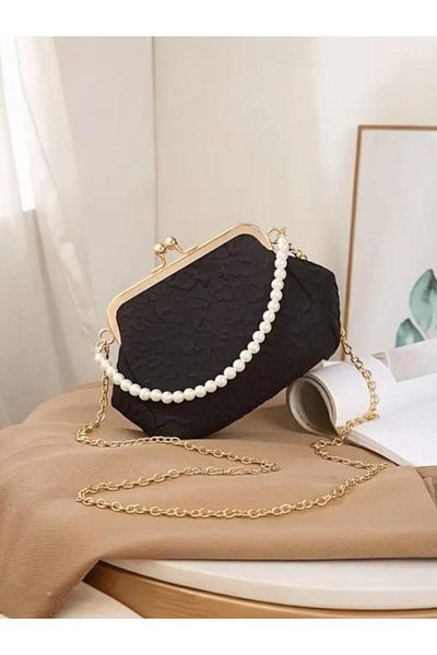 Mialos Heart Elegant Women's Hand Bag, Pearl Design Chain Strap Diagonal Shoulder Bag Wedding Bridal Evening Dress Bag