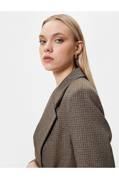 Koton Double Breasted Belted Blazer Jacket - Buttoned Pocket