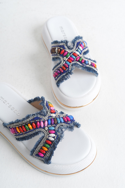 MARSEDO Laurel Жіночі товстопідошвні капці з бісером для щоденного носіння