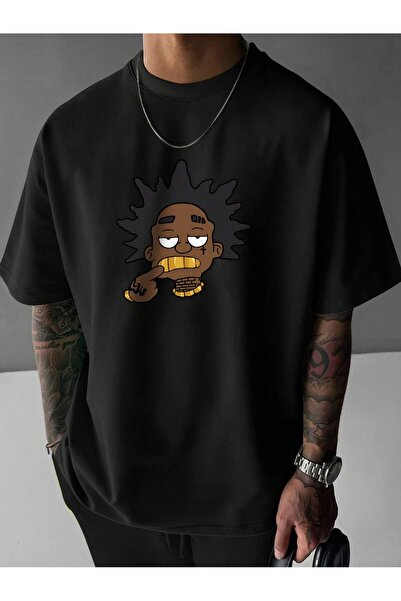 cc collection Tricou oversize pentru bărbați cu imprimeu Golden Teeth