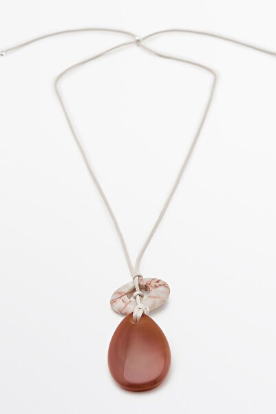 Massimo Dutti Taşlı deri ip kolye