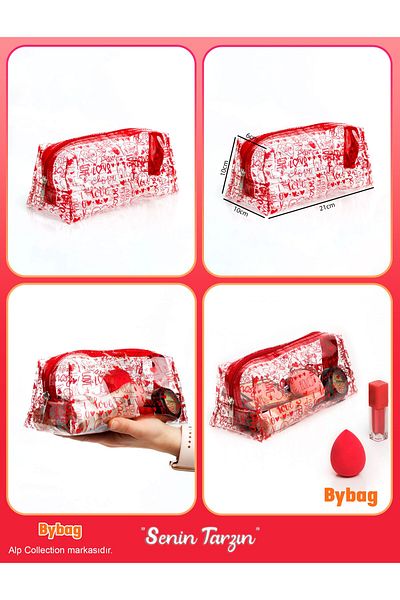 BYBAG Love Love Affection Pattern Colorful Transparent Pvc Makeup Travel Cosmetic Medicine Baby Sea Bag