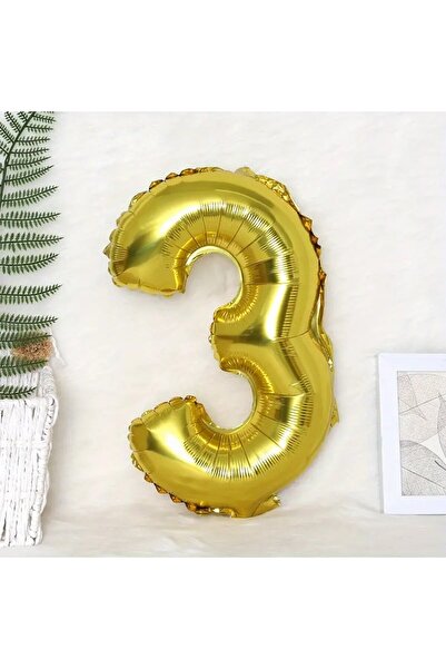 Flippy Foil Balloon, Number 3, 81 cm, For Air or Helium, Gold