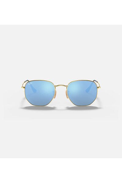Ray-Ban Hexagonal Flash Blue Mirror Sunglasses RB3548N 001/9O Size 54