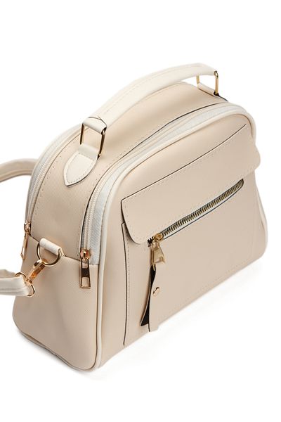 Adelina Bags Γυναικεία καθημερινή κρέμα τσάντα χεριών και ώμου 2 τσάντες