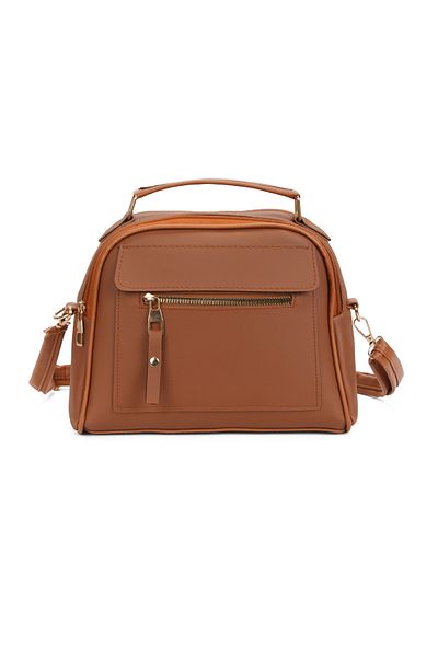 Adelina Bags Γυναικεία τσάντα χεριών και ώμων Daily Tan and Mink 2 τεμαχίων