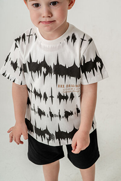 Titimixkids Boy's Summer Double Set Fashion Design T-Shirt Shorts Black