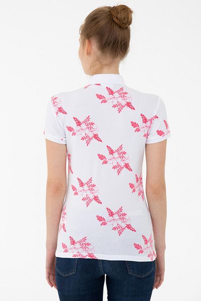 U.S. Polo Assn. Tricou alb cu gât polo pentru femei