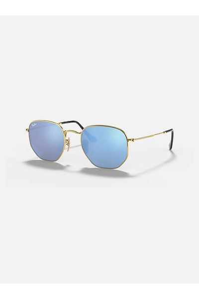 Ray-Ban Hexagonal Flash Blue Mirror Sunglasses RB3548N 001/9O Size 54