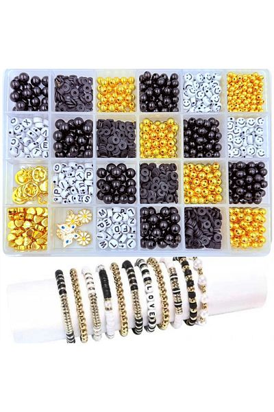 yiğit aksesuar Black Pearl Beads Letter and Apatat Computer Jewelry, Bracelet Making Kit 4