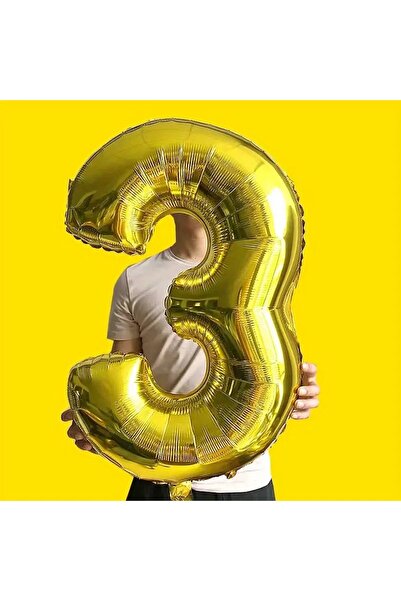 Flippy Foil Balloon, Number 3, 81 cm, For Air or Helium, Gold