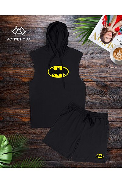 ACTIVE MODA Men's Short Sleeve Printed Sports Tank-Shorts Large Size