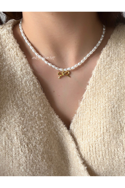 aksesuaris İnci Gold Kurdele Kolye