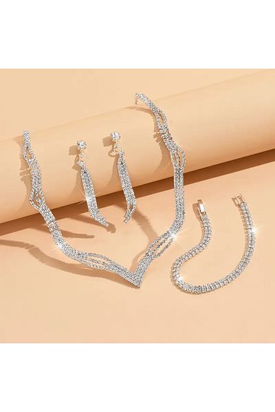 Monarque Silver Color 3 Piece Set Women's Gift Valentine's Gift Birthday Mother's Day Gift