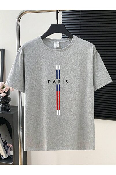 cc collection تي شيرت بطبعة باريس سترايب للجنسين مقاس كبير