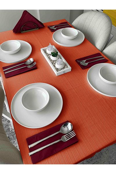 FAVOLLİ Table Cloth - Kirenizik Color Brick Color