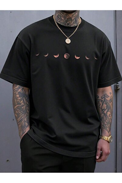 cc collection Ανδρικό μπλουζάκι με στάμπα Moon Phases Oversize