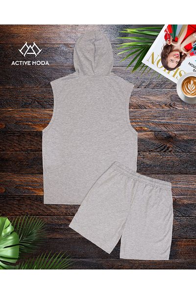 ACTIVE MODA Men's Short Sleeve Kit 2Li Sport Athlete-Shorts Large Size