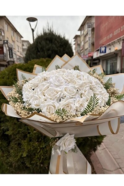 Merveparti 30 adet Beyaz gül İsteme buketi ,isteme söz nişan çiçeği hediyelik