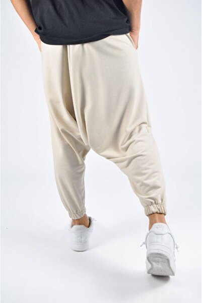 SUPERBLUE Erkek Beli Lastikli Baggy Bol Bej Şalvar Pantolon