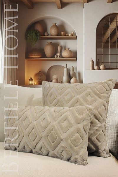 Bertille Home Διακοσμητικό κάλυμμα μαξιλαριού ριχτάρι διπλής όψης Welsoft Jacquard Bohemian Style Punch Pattern