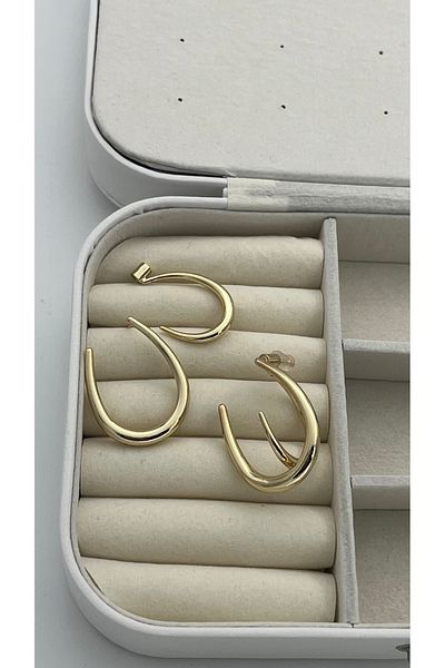 ParlaTakıAksesuar 14 Carat Gold Colored Vip Steel Design Earrings