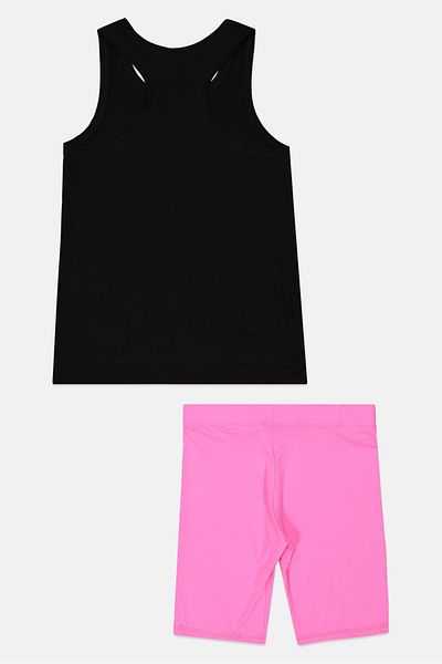 Puma Kids Girl 2 Pieces Brand Logo Top And Short Set, Black/Pink