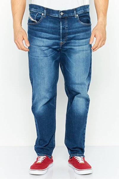 Diesel Men Regular Fit Mid Waist Non-Stretchable Washed Denim, Blue